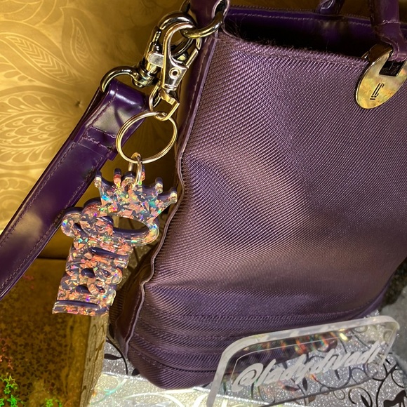 Queen KeyChain / Purse Charm Purple and Rose Gold Sparkle - Picture 8 of 15